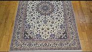 Persian Nain Habibian in Floral Pattern with Silk Highlights in Ivory, Blue, Brown, Caramel SKU 1239
