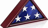 Flag Display Case for 3' x 5' Folded American Flag, Solid Wood Military Flag Shadow Box with HD Tempered Glass and Wall Mount for Veteran Not for Burial Flag Holder Frame (Mahogany)