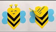Paper Heart Bee Craft - How To Make A Paper Bee With Heart Shape For Valentines Day