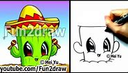 Mexican - Cactus with Sombrero Drawing - dibujos animados dibujo tutorial - Easy Drawings - Fun2draw