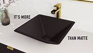 VIGO Matte Shell Sottile Black Glass 18 in. L x 13 in. W x 4 in. H Rectangular Vessel Bathroom Sink VG07110