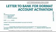 Dormant Account Activation Application - Dormant Account Activation Letter Format