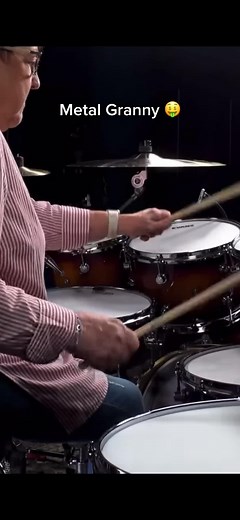 Metal Granny Drummer: Female Old Lady Rocking the Drums