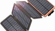 Tranmix Solar Charger Power Bank 25000mAh - QC3.0 Fast Charging Solar Powered Battery Pack with 4 Foldable Panels, Waterproof Portable Charger for Outdoor Activities, Type C Input/Output