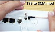 How to modify the TS9 external antenna sockets on a ZTE MC801A 5G router so they don't snap off