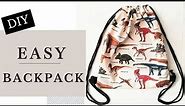 DIY Drawstring Backpack easy/Easy drawstring Backpack/ Easy Sewing Tutorial