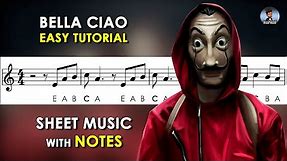 Bella Ciao | Sheet Music with Easy Notes for Recorder, Violin and Piano Backing Track