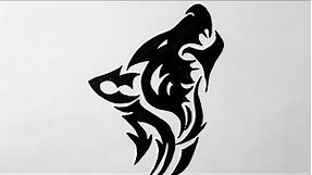 How to draw tribal wolf || Wolf tattoo drawing