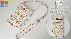 How to sew a cell phone bag with zipper pocket | diy cell phone purse bag | cell phone bag sewing