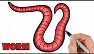 How to Draw and Color a Worm Easy | Step by step animals drawings