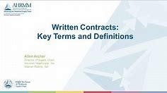 Written Contracts: Key Terms and Definitions