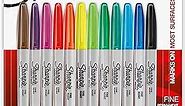 SHARPIE Permanent Markers, Fine Point, Assorted Colors, Pack of 1, 12 Count