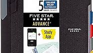 Five Star Spiral Notebook + Study App, 5 Subject, College Ruled Paper, Advance Notebook with Spiral Guard, Movable Tabbed Dividers and Expanding Pockets, 8-1/2" x 11", 200 Sheets, Black (73144)