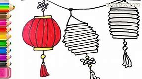 How To Draw Chinese Lanterns - Easy Draw Step by Step | Coloring Pages For Kids | CNY Part 1 - 2019