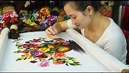 Hand Embroidery Art - Step by Step Design and Embroidery Colorful Wild Rose Flower