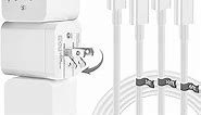 iPhone Charger Fast Charging,3 Pack [MFI Certified] USB C Wall Charger Block Foldable Plug with 3ft/6ft/10ft Multiple Long USB C to Lightning Cable for iPhone 14 13 12 11 Pro Max/XS(White)