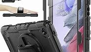 SEYMAC stock Case for Samsung Galaxy Tab A7 Lite 8.7'' with Screen Protector Pencil Holder [360 Rotating Hand Strap] &Stand, Drop-Proof Case for Galaxy Tab A7 Lite 2021 SM-T220/T225/T227, Black