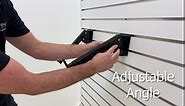 Heavy-duty Steel Slatwall Keyboard Arms (Pair), Telescoping Arms From 12" to 18" and Downward Angle is Adjustable to 15°, 30°, and 45° - Manufacturer Direct - (Quantity 1) (1, Black)