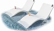 Floating Luxuries Kai Shelf Pool Lounger, in-Pool, Use in Pools with Shelves Up to 9 Inches Deep, Built-in Drink and Phone Holders, Set of 2 in-Pool Chaise Lounge Chairs, Arctic White