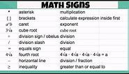 Math Signs and Math Symbols