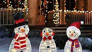 Dazzle Bright Christmas Lighted Snowman Family Outdoor Decoration, 55 L 3-Piece Waterproof Plug in 2D Snowman for Yard Patio Lawn Garden Party Decor 20.5X9X29.5Inch-Large (Warm White)