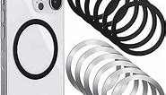 SALEX Compatible with Magsafe Magnetic Rings 16 Pack Set - Black Silver Mag Safe Metal Rings - Add to Any Cell Phone Case - Round Magnet Sticker - Replacement Discs for Apple Magsafe Charger