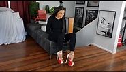 Ashley Unboxes Red And White Open Toe 6.5 Inch Designer High Heel Platform Shoes