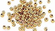 Craftdady 500pcs Tiny Round Ball Spacer Beads 3mm Long-Lasting Golden Plated Rondelle Loose Beads for Jewelry Crafts Making Hole:1.2mm