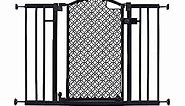 Summer Infant Modern Home Walk-Thru Safety Pet and Baby Gate, 28"-42" Wide, 30" Tall, Pressure or Hardware Mounted, Install on Wall or Banister in Doorway or Stairway, Auto Close Door - Gray