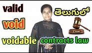 types of contracts law valid void voidable contracts in telugu