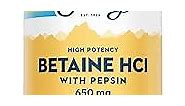 SOLARAY Betaine HCL with Pepsin - High Potency Hydrochloric Acid Formula - Digestive Health Supplement with Digestive Enzymes for Gut Health Support - 60-Day Guarantee, 250 Servings, 250 VegCaps