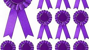 12 Pieces Blank Award Ribbon, 1st Place Rosette Ribbon Prize Ribbon Award Medals Winner Victory Ribbons Deluxe Recognition Ribbons for Competition, Sports Event, School, Contests (Purple)