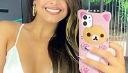 STSNano Kawaii Phone Case for iPhone 13 6.1'' 3D Cute Cartoon Bear Phone Case Fashion Cool Funny Pink Bear Soft TPU Protective Case for iPhone 13 Silicone Cover for Women Girls Kids