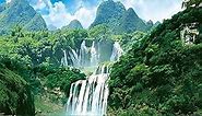 Custom 3D Mural Wallpaper Green Mountain Waterfall Mural Nature Landscape Photography Background Wall Painting Home Decor Wallpaper