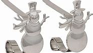 Haute Decor MantleClip Stocking Holders with Removable ZINC Alloy Holiday Icons (2-Pack Snowman, Silver)