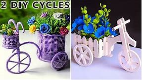 2 DIY Cycle Showpieces For Home Decoration | How to make bicycle with Flower Basket| Woolen Crafts