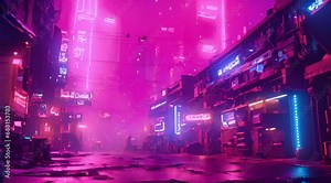 neon-lit street locations with futuristic signs