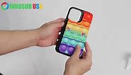 INNOSUB USA Sublimation Phone Cases Set of 5Pcs – Protective Case Compatible with iPhone 14 Plus Includes Aluminum Inserts – Soft Rubber Blank Black Case