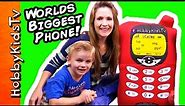 Giant CELL PHONE Surprise! Toys, Old Phones + HobbyBaby Toys HobbyKidsTV