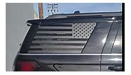 BOGAR TECH DESIGNS Precut Quarter Window Distressed American Flag Vinyl Decal Sticker Compatible with Ford Expedition 2018-2022, Matte Black