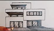 How To Draw A House: Draw Modern House Easy.