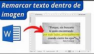 CÓMO RESALTAR TEXTO DENTRO DE IMAGEN EN WORD