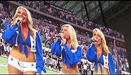 Dallas Cowboys Cheerleaders dancing and singing the National Anthem