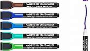 maxtek Magnetic Whiteboard Markers - 12 Count Colorful Fine Tip Dry Erase Markers with Eraser for Kids, Low Odor Thin Markers for Calendar Boards