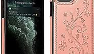 Adirva for iPhone 11 Pro Max Wallet Case, Premium Leather Phone Case Wallet for Women with Card Holders, Embossed Butterfly Case for iPhone 11 Pro Max 6.5 Inch (Rose Gold, iPhone 11 Pro Max)