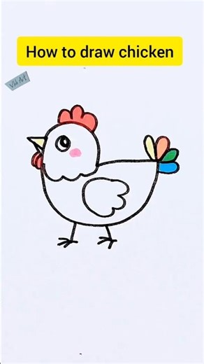How to draw chicken | Chicken drawing #chickendrawing #drawing #vhhart #shorts