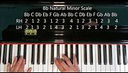 A Sharp (B flat) Minor Scale on Piano Natural Harmonic Melodic