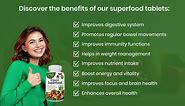 Organic Superfood Greens Fruits and Veggies Complex - Best Dietary Supplement with 14 Greens and 14 Fruits & Vegetables with Alfalfa Rich in Antioxidants Organic Ingredients Non-GMO 60 Tablets