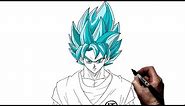 How To Draw Goku (SSj Blue) | Step By Step | Dragonball