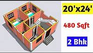 20x24 house plans || 24X20 house design || 24x20 house floor plan